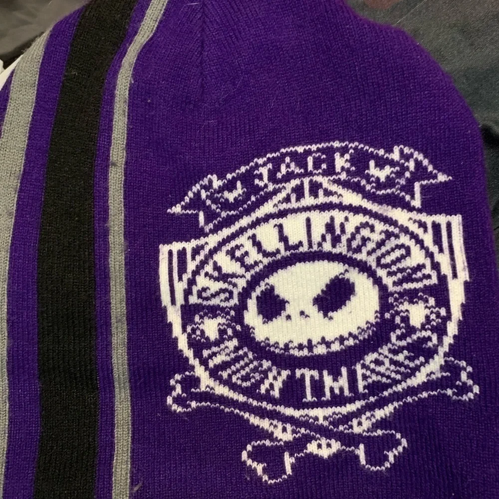 Disney Jack Skellington Night Before Christmas Beanie Hat Skull Purple White